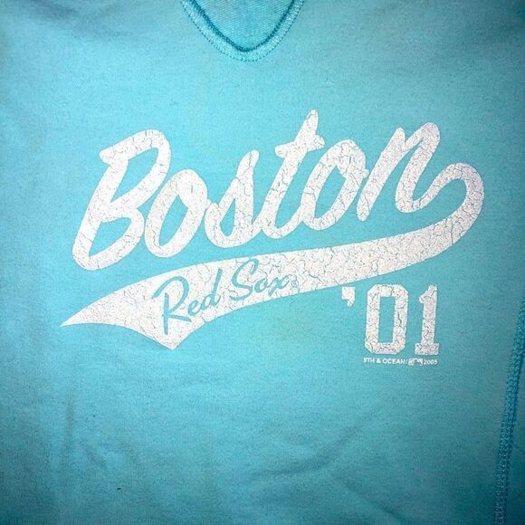 EUC Girls Small Boston Red Sox Hooded Crop Top Hoodie - Picture 2 of 8